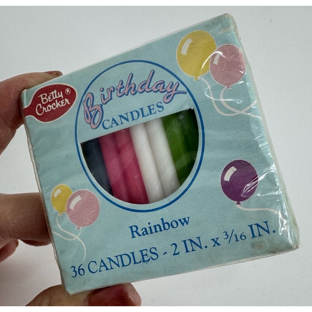 Vtg 1950s-60s Betty Crocker Birthday Candles Balloon Red Spoon Rainbow 2”x3/16”